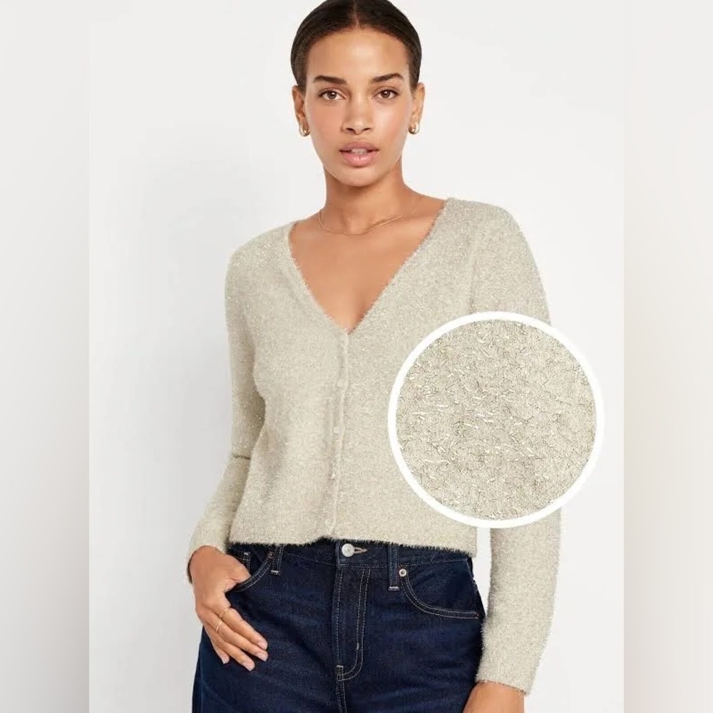 Old Navy Party Cardi Sweater V-Neck Button Front Cardigan Womens Small